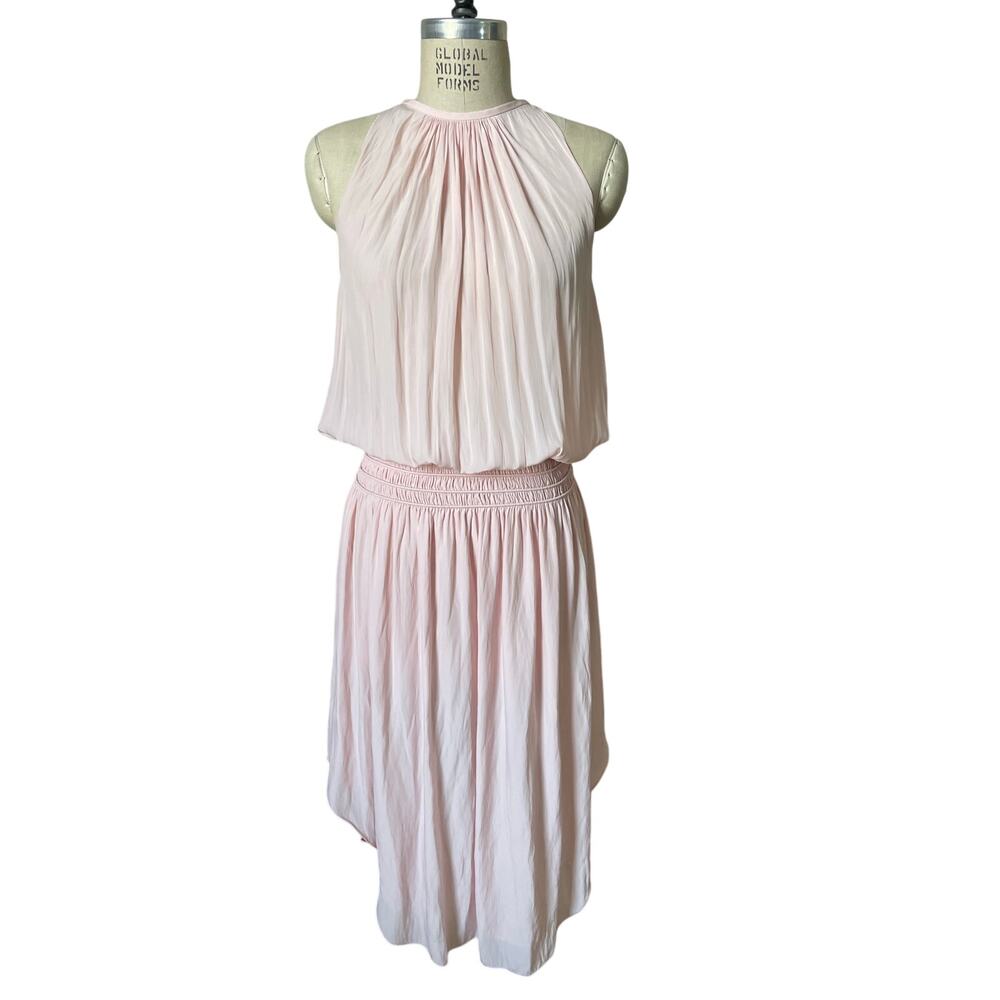RAMY BROOK Audrey Halter Drop Waist Midi Dress In Powder Pink Medium Romantic